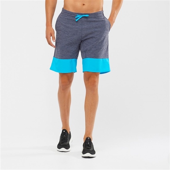 Grey / Sky Blue Men's Salomon XA TRAINING Shorts | 129-CSPHUO