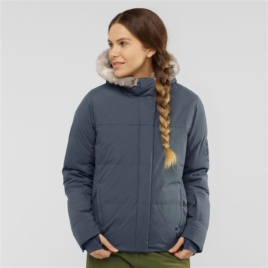 Grey Women's Salomon SNUGGLY WARM W Ski Jackets | 128-QZOSXD