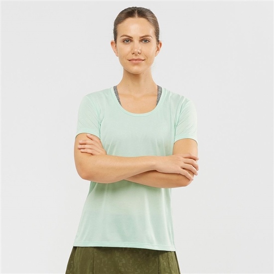 Light Blue Women's Salomon AGILE Road Running Short Sleeve T Shirts | 521-YNSTXB