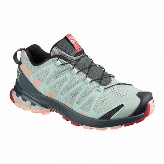 Light Turquoise Grey Women's Salomon XA PRO 3D V8 Trail Running Shoes | 517-LXUAMR