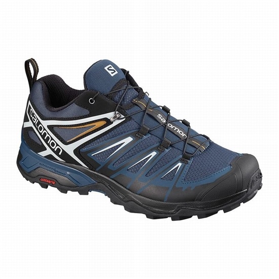 Navy / Black Men's Salomon X ULTRA 3 Hiking Shoes | 564-YRAVFQ