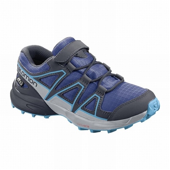 Navy / Blue Kids' Salomon SPEEDCROSS CLIMASALOMON WATERPROOF Trail Running Shoes | 729-WFHQXR