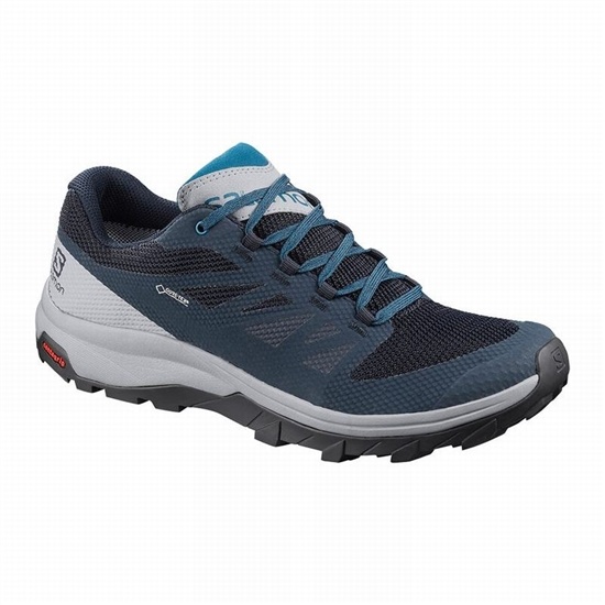 Navy / Blue Men's Salomon OUTLINE GORE-TEX Hiking Shoes | 470-SHFGBP