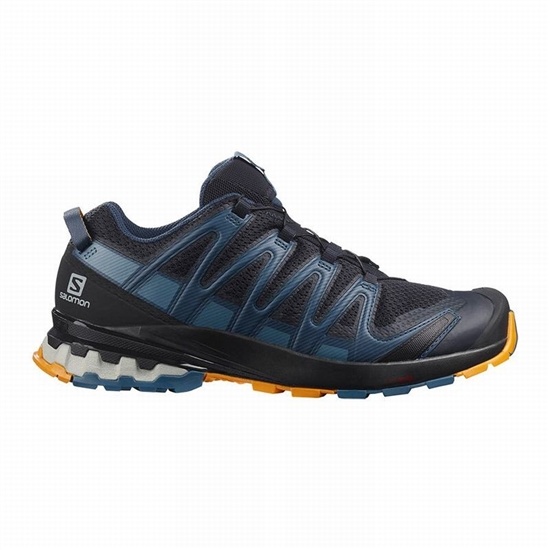 Navy / Blue Men's Salomon XA PRO 3D V8 Hiking Shoes | 194-PHXKCW