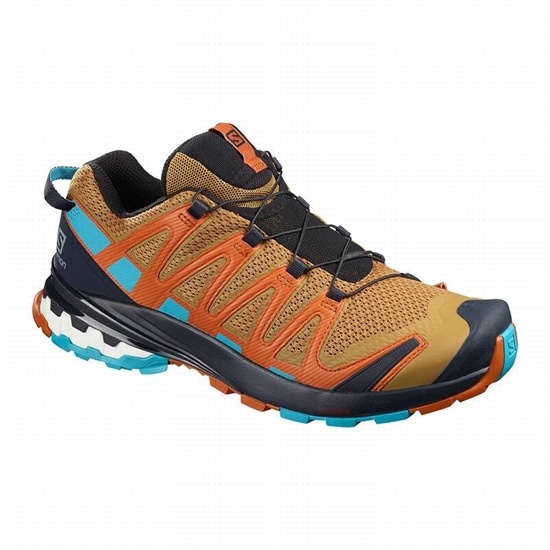 Navy / Blue Men's Salomon XA PRO 3D V8 Hiking Shoes | 791-VUYAWO