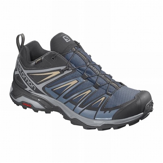 Navy / Blue Men's Salomon X ULTRA 3 GORE-TEX Hiking Shoes | 048-HAQXID