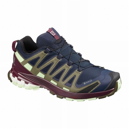 Navy / Burgundy Women's Salomon XA PRO 3D V8 GORE-TEX Trail Running Shoes | 928-OHYPTJ