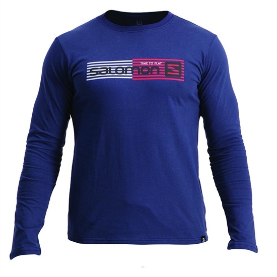 Navy Men's Salomon JOEY LS M T Shirts | 023-LRZIYO