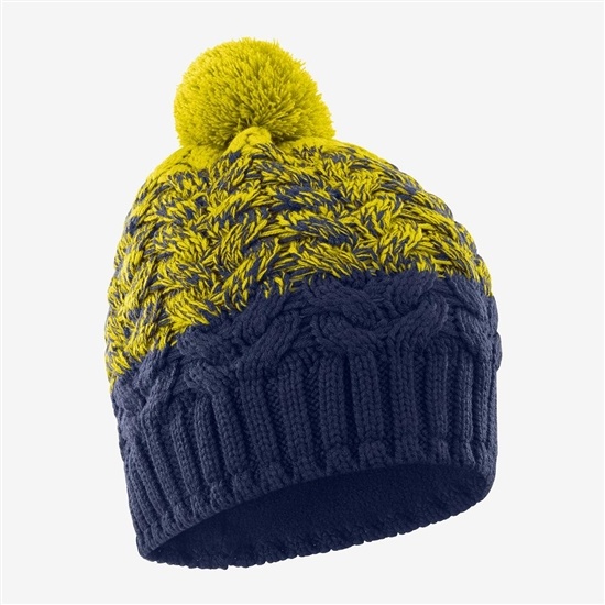 Navy Men's Salomon POLY Beanie | 901-BFAKNE