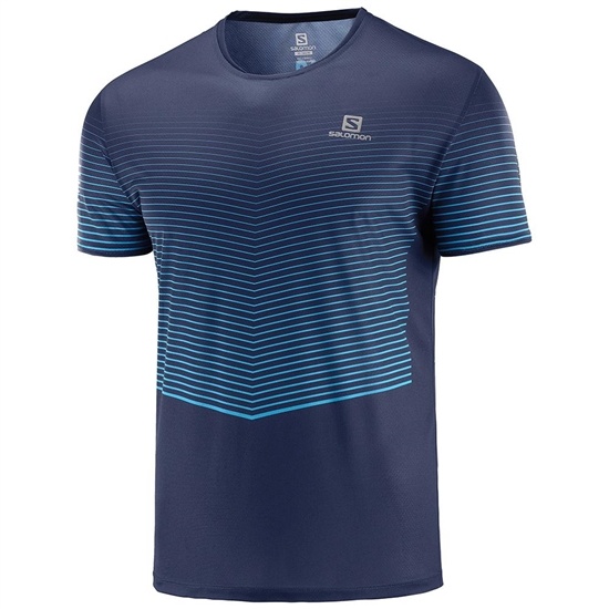 Navy Men's Salomon SENSE M T Shirts | 291-ZQCPJM