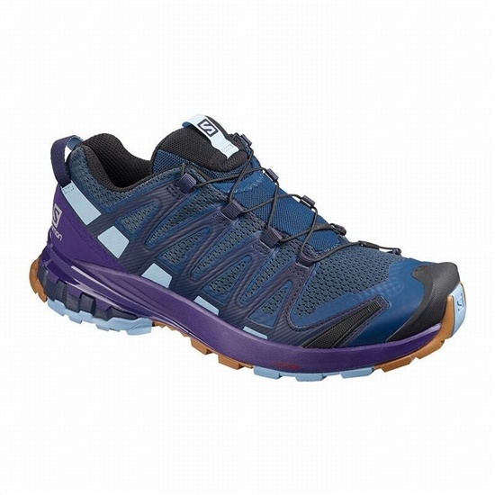 Navy / Purple Indigo Women's Salomon XA PRO 3D V8 Trail Running Shoes | 427-NUBAGW