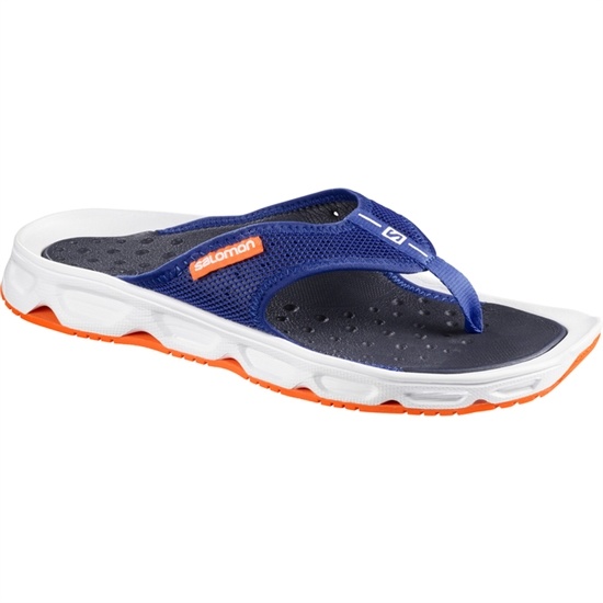 Navy / White Men's Salomon RX BREAK Flip Flops | 786-QXRLDH