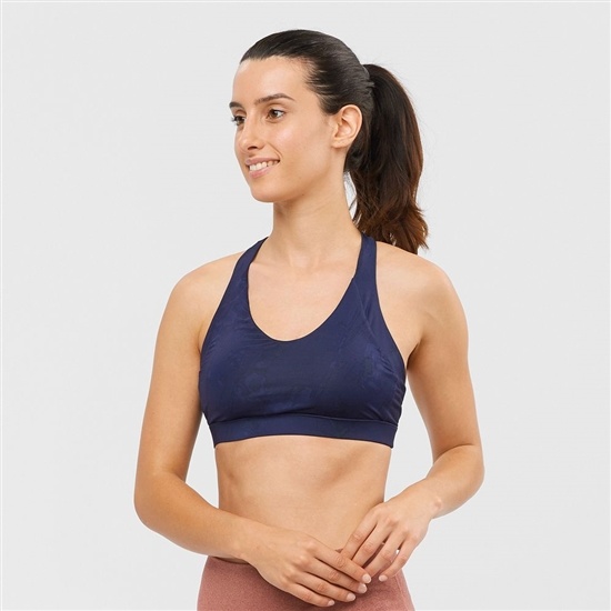 Navy Women's Salomon COMET W Sport Bra | 158-ZSNQCG