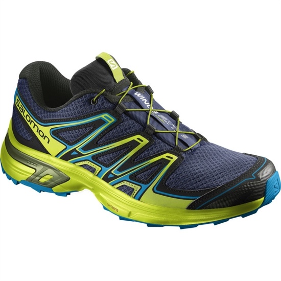 Navy / Yellow Men's Salomon WINGS FLYTE 2 Trail Running Shoes | 132-BAZHKF