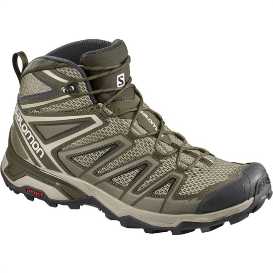 Olive / Black Men's Salomon X ULTRA MID 3 AERO Hiking Shoes | 798-YSEGUA