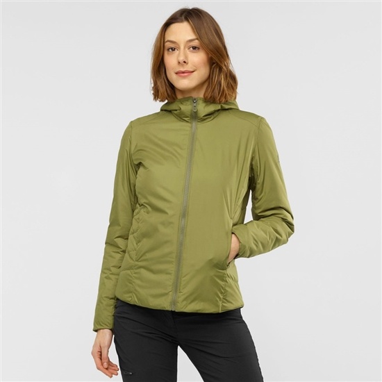 Olive Green Women's Salomon OUTRACK INSULATED Jackets | 309-ZDNVQC