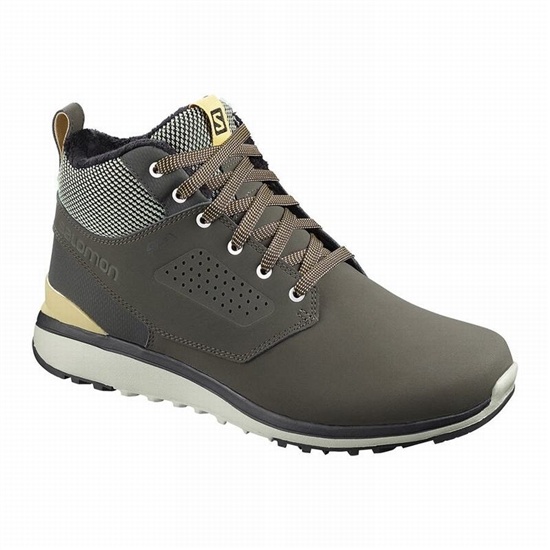 Olive / Grey Men's Salomon UTILITY FREEZE CLIMASALOMON WATERPROOF Winter Boots | 640-QGZATN