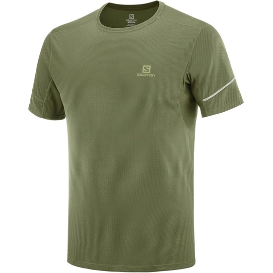 Olive Men's Salomon AGILE SS M T Shirts | 267-AGZCPS