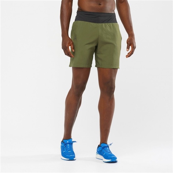 Olive Men's Salomon XA 7 M Shorts | 475-ZOUKHQ