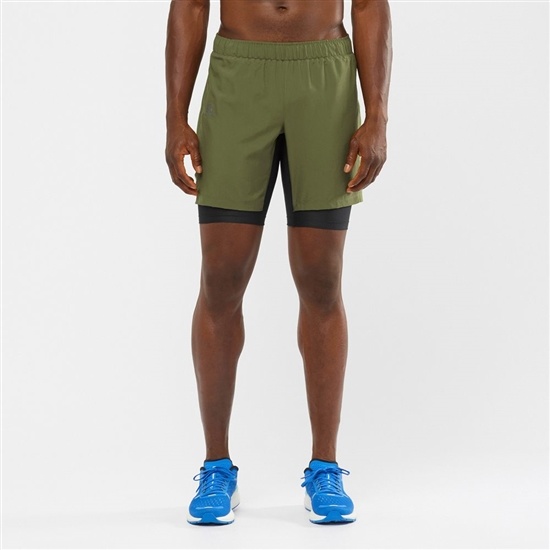 Olive Men's Salomon XA TWINSKIN Shorts | 235-PEADIC