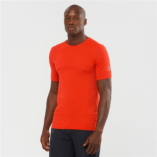 Orange Men's Salomon SENSE SEAMLESS M Short Sleeve T Shirts | 729-IGFWSY