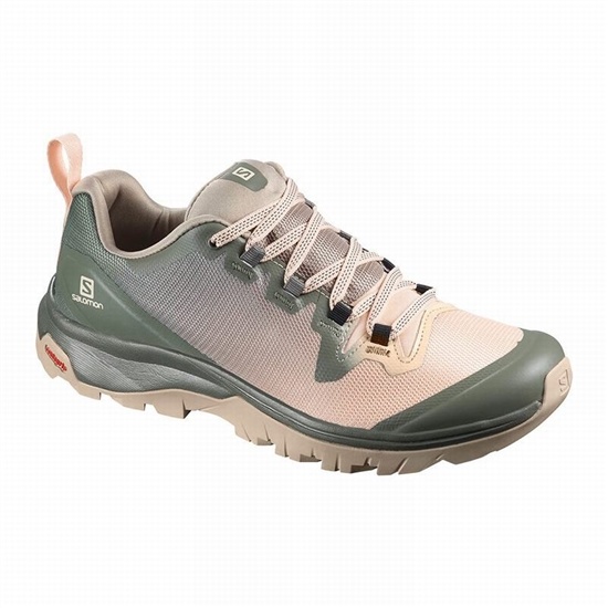 Pink / Green Women's Salomon VAYA Hiking Shoes | 359-UBAOYD