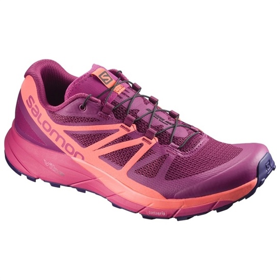 Purple / Orange Women's Salomon SENSE RIDE W Trail Running Shoes | 853-UBQXIF