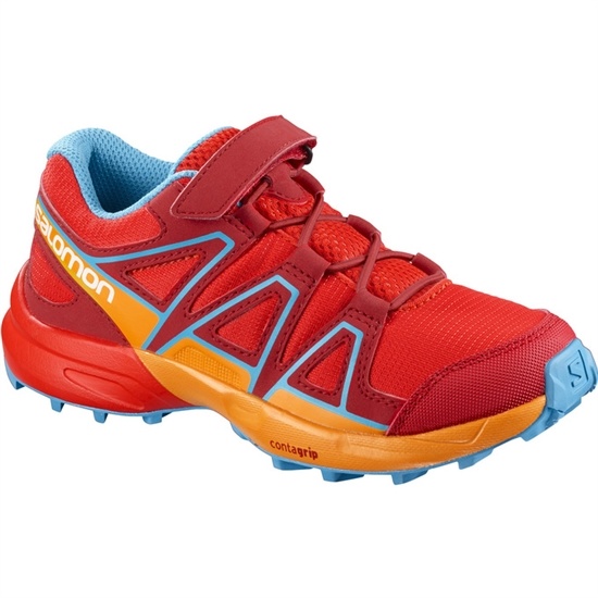 Red / Orange Kids' Salomon SPEEDCROSS BUNGEE K Trail Running Shoes | 013-ZPNTAM