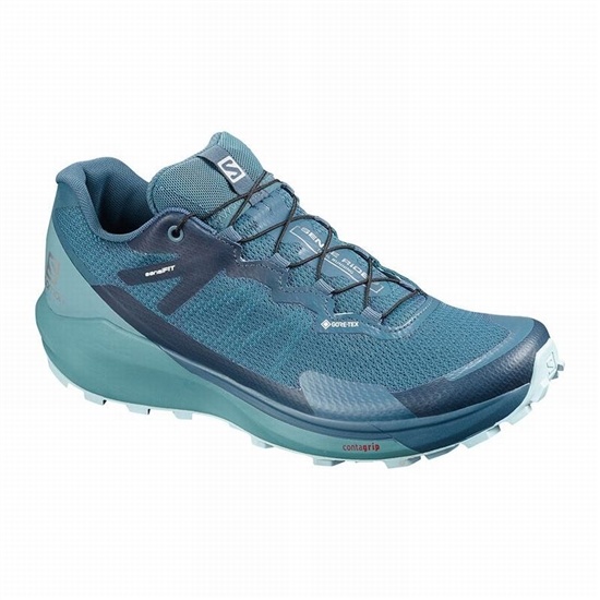 Turquoise / Blue Women's Salomon SENSE RIDE 3 GTX INVIS. FIT W Trail Running Shoes | 427-HVRGEX