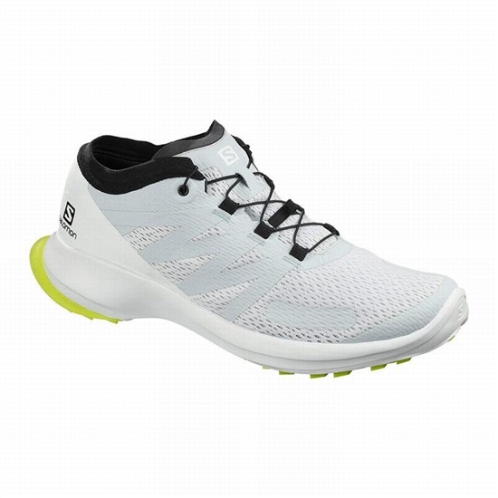 White / Grey Men's Salomon SENSE FLOW Trail Running Shoes | 720-JXKEYD