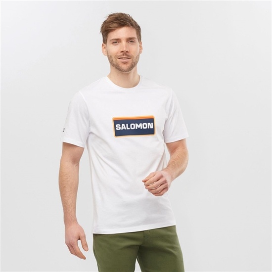 White Men's Salomon OUTLIFE GRAPHIC HERITAGE SS M Short Sleeve T Shirts | 942-HVAKJI