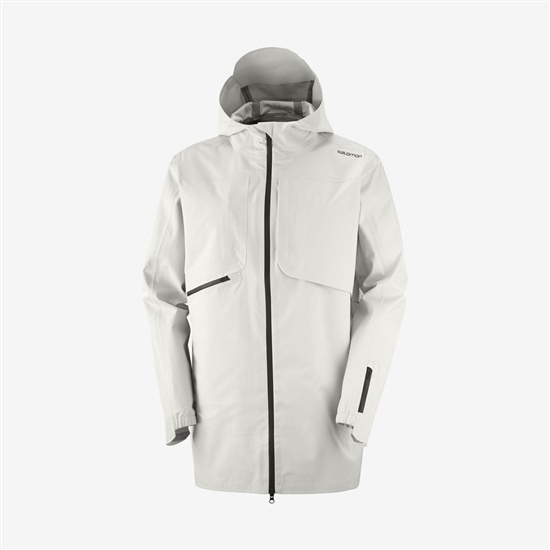 White Men's Salomon OUTLIFE WP COMMUTER PARKA M Waterproof Jackets | 592-HXSJNE