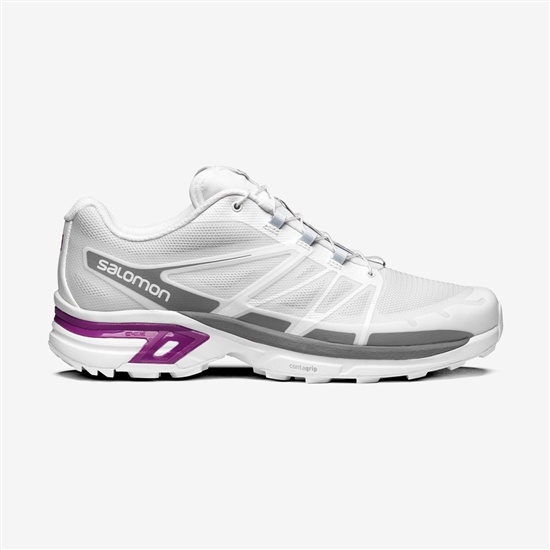 White / Purple Men's Salomon XT-WINGS 2 Sneakers | 257-BJCLKH