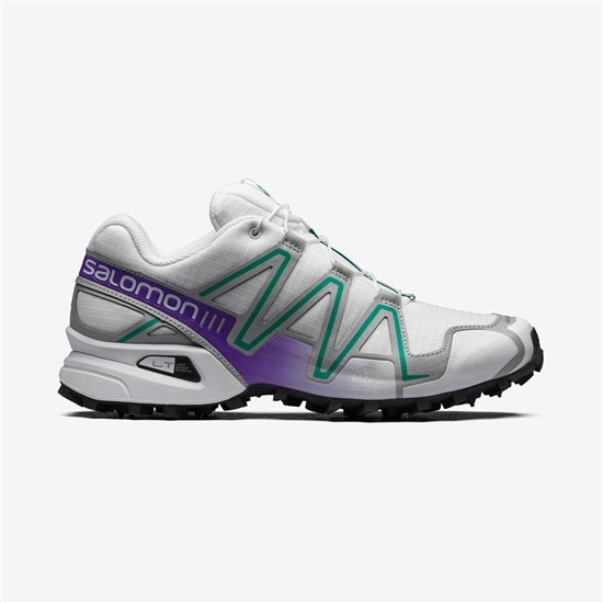 White / Silver Men's Salomon SPEEDCROSS 3 Sneakers | 724-YXGIAM