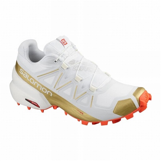 White Women's Salomon SPEEDCROSS 5 GTS W Trail Running Shoes | 320-YQKOGL