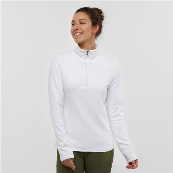 White Women's Salomon WARM AMBITION HALF ZIP W Half Zip Jacket Midlayers | 136-SFCUQK