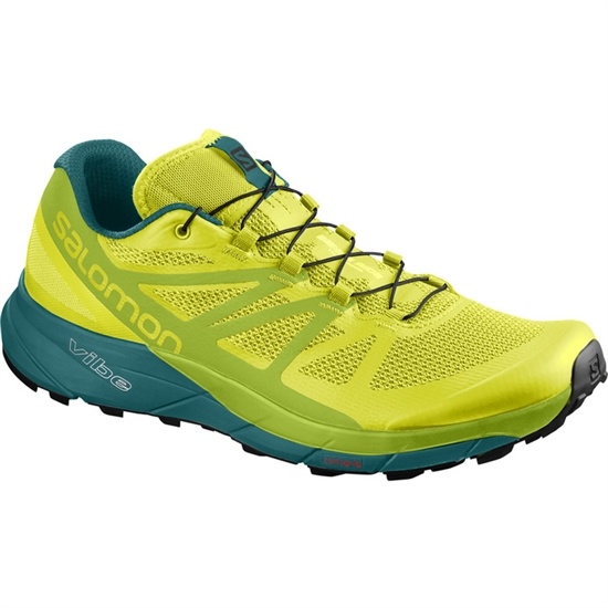 Yellow / Green Men's Salomon SENSE RIDE Trail Running Shoes | 136-QFYXEC