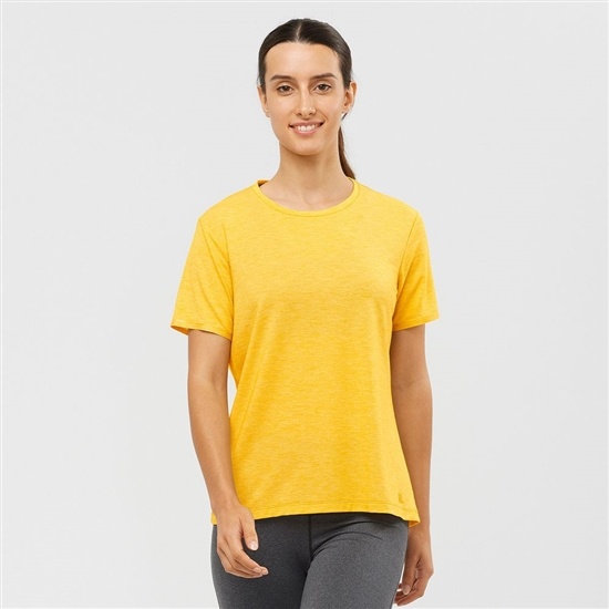 Yellow Women's Salomon ESSENTIAL TENCEL T Shirts | 031-FMJAIC