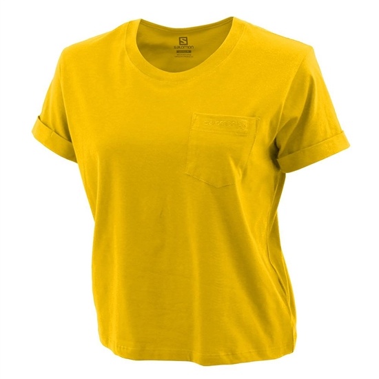 Yellow Women's Salomon POCKET SS W T Shirts | 032-UTAVNY